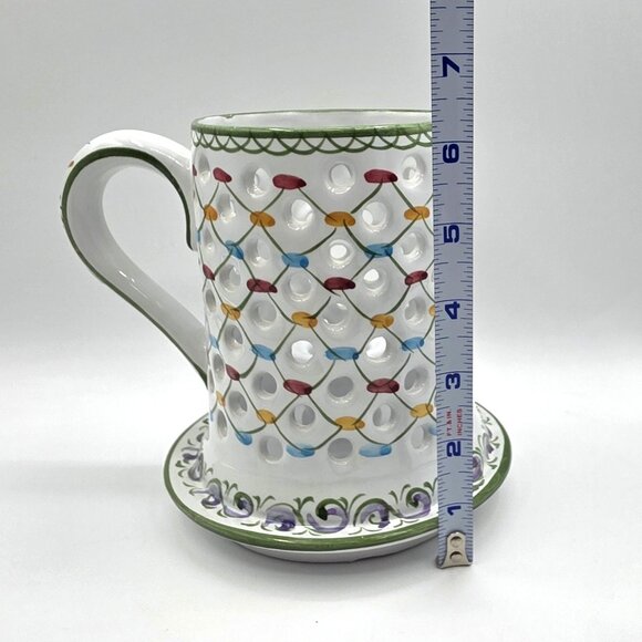 Hand Painted Taper Candle Holder R.C. & Cal Juncal Porto da Mos Ceramic Portugal - Picture 8 of 10